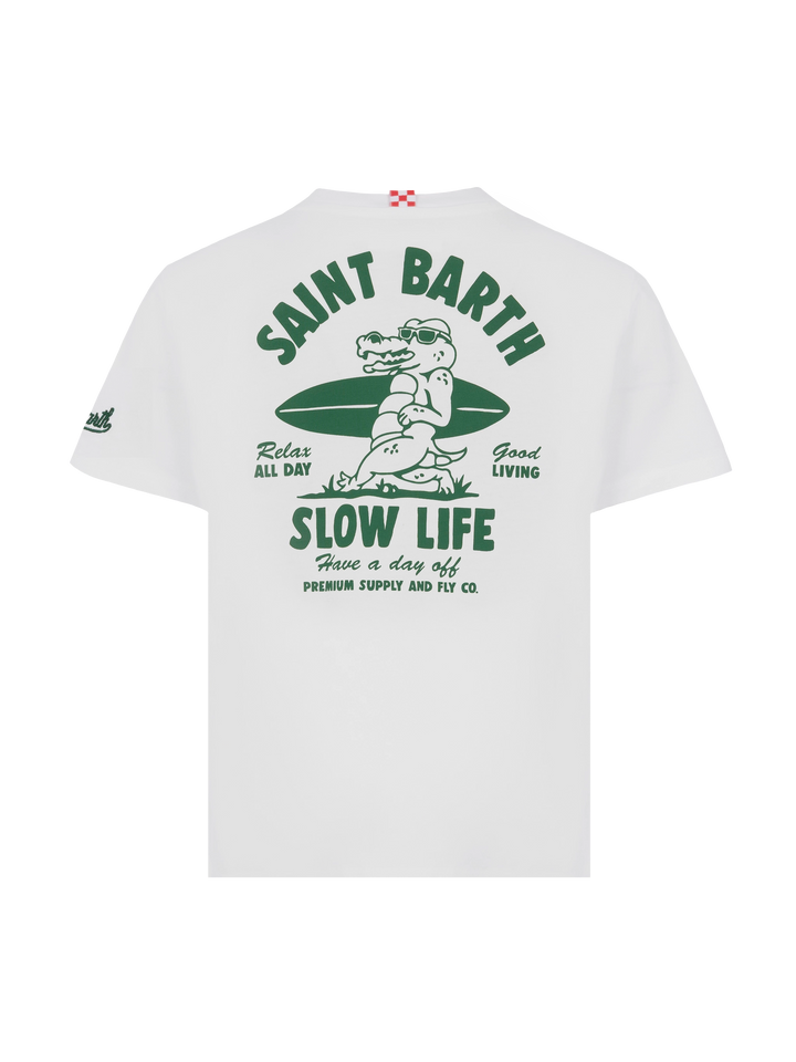 Cotton t-shirt with Saint Barth relaxed life print - MC2 Saint Barth
