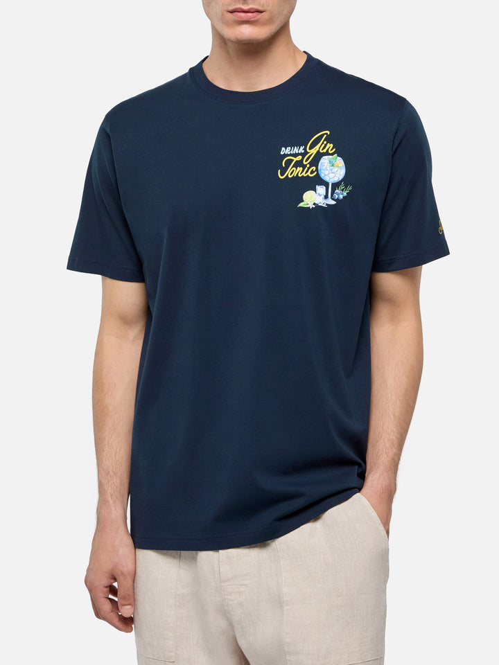 T-shirt Man in cotone con piccola stampa Gin Tonic