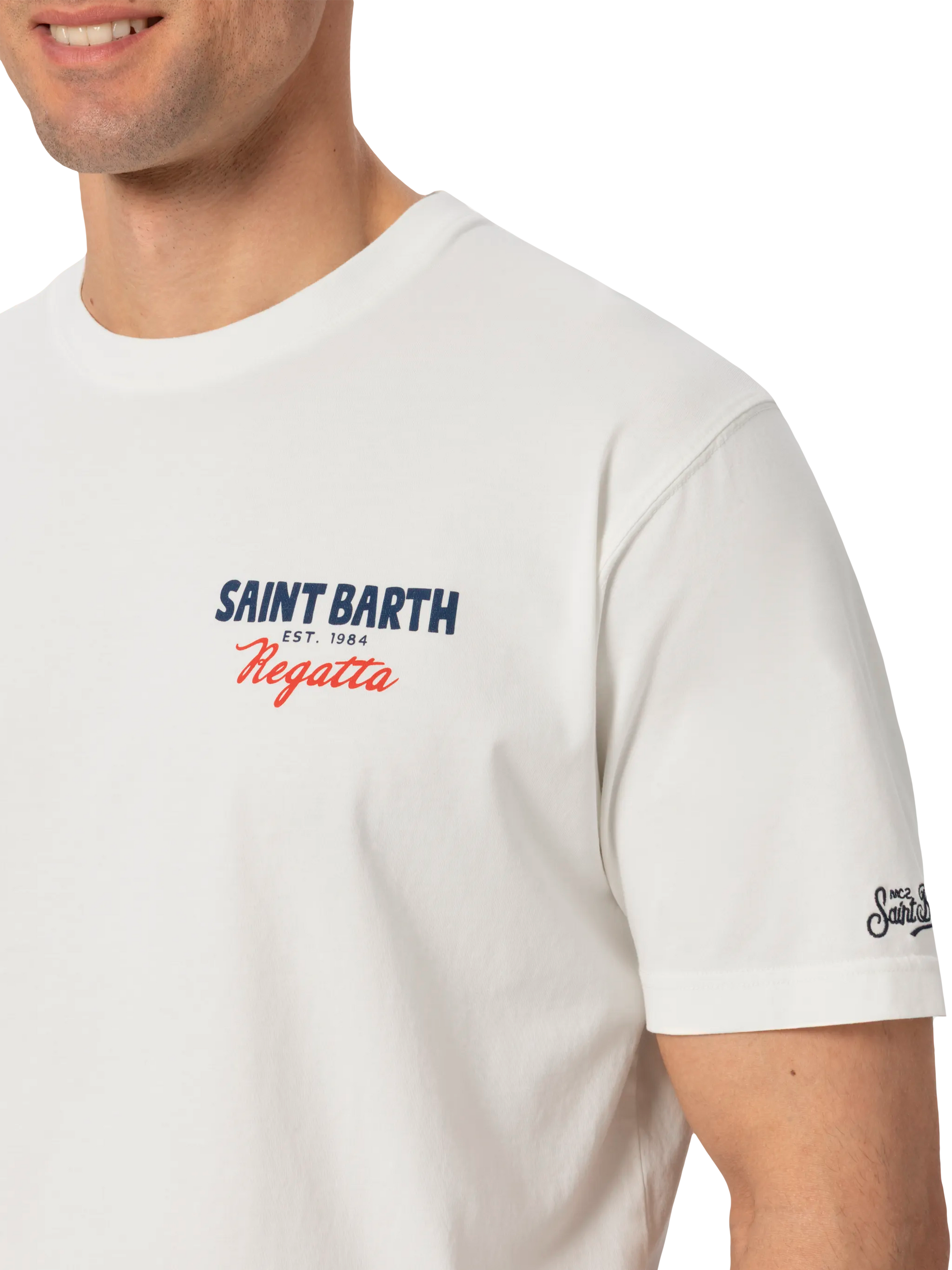 Organic cotton T-shirt with Saint Barth regatta print - MC2 Saint Barth