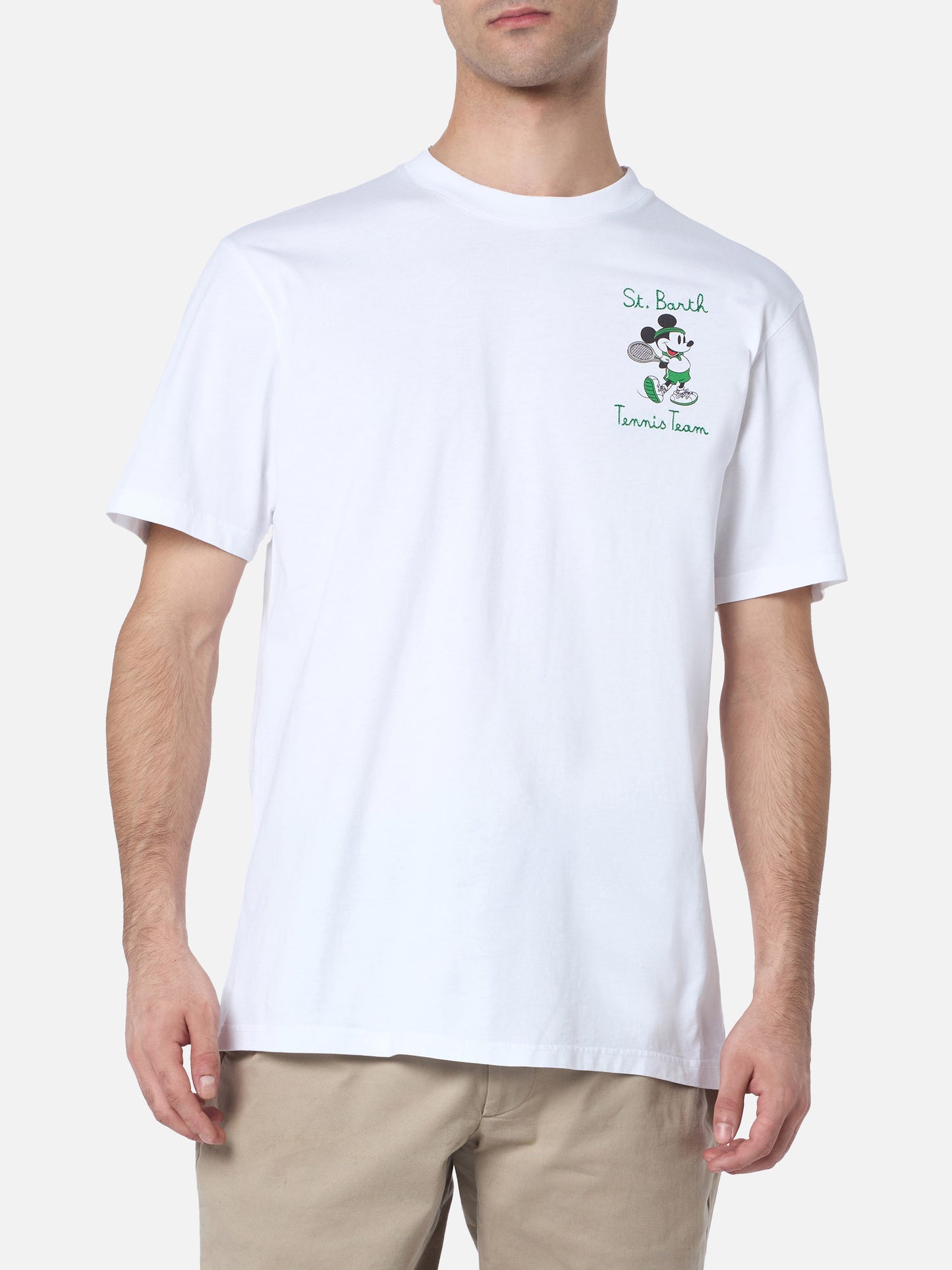 Man cotton t-shirt with Mickey Mouse print and embroidery | DISNEY SPECIAL EDITION - MC2 Saint Barth
