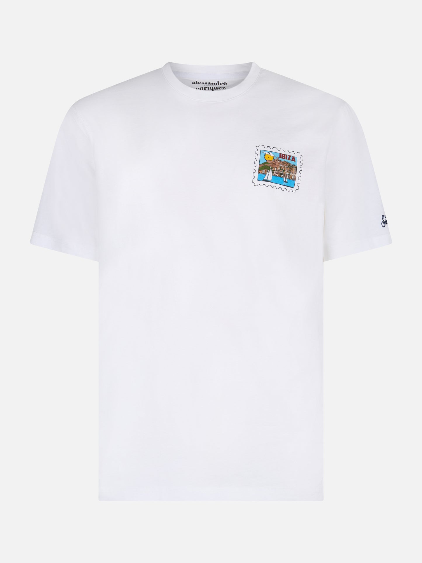 Man cotton t-shirt with Ibiza postcard front and back print | ALESSANDRO ENRIQUEZ SPECIAL EDITION - MC2 Saint Barth