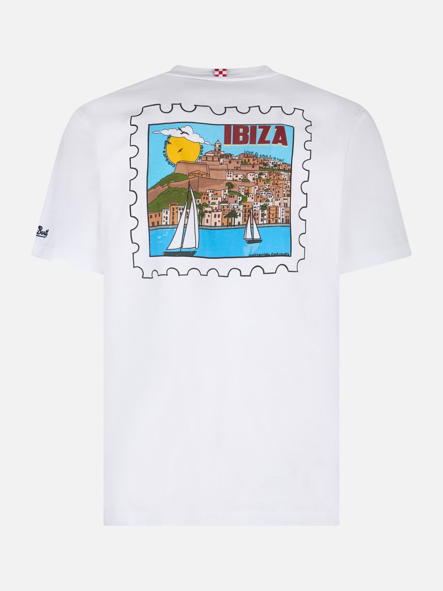 Man cotton t-shirt with Ibiza postcard front and back print | ALESSANDRO ENRIQUEZ SPECIAL EDITION - MC2 Saint Barth