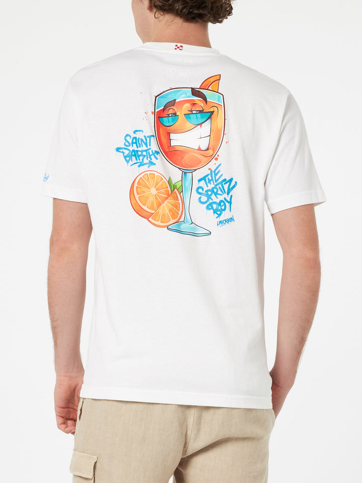 Man cotton t-shirt with Cryptopuppets Spritz front and back placed print | CRYPTOPUPPETS SPECIAL EDITION - MC2 Saint Barth