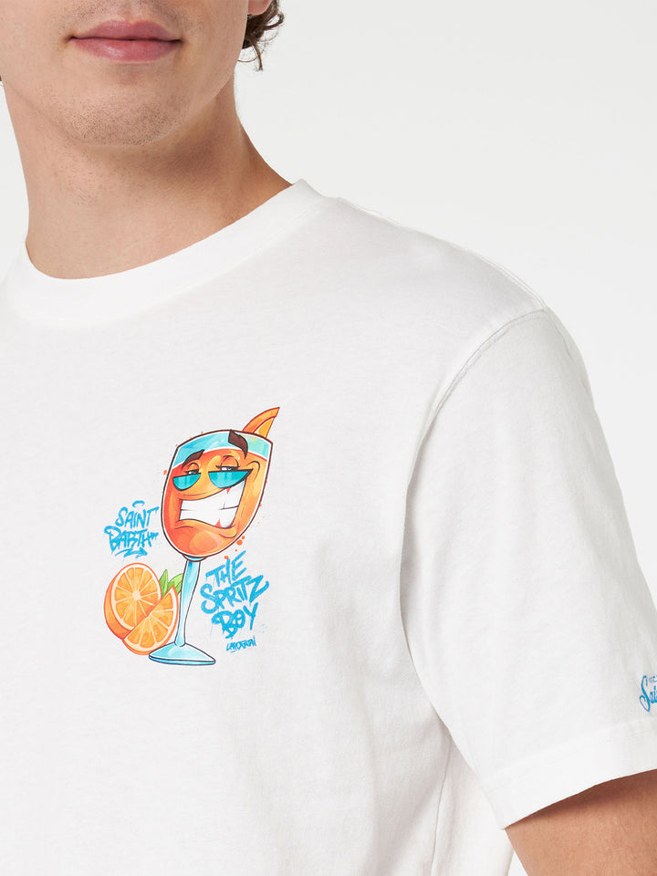 Man cotton t-shirt with Cryptopuppets Spritz front and back placed print | CRYPTOPUPPETS SPECIAL EDITION - MC2 Saint Barth