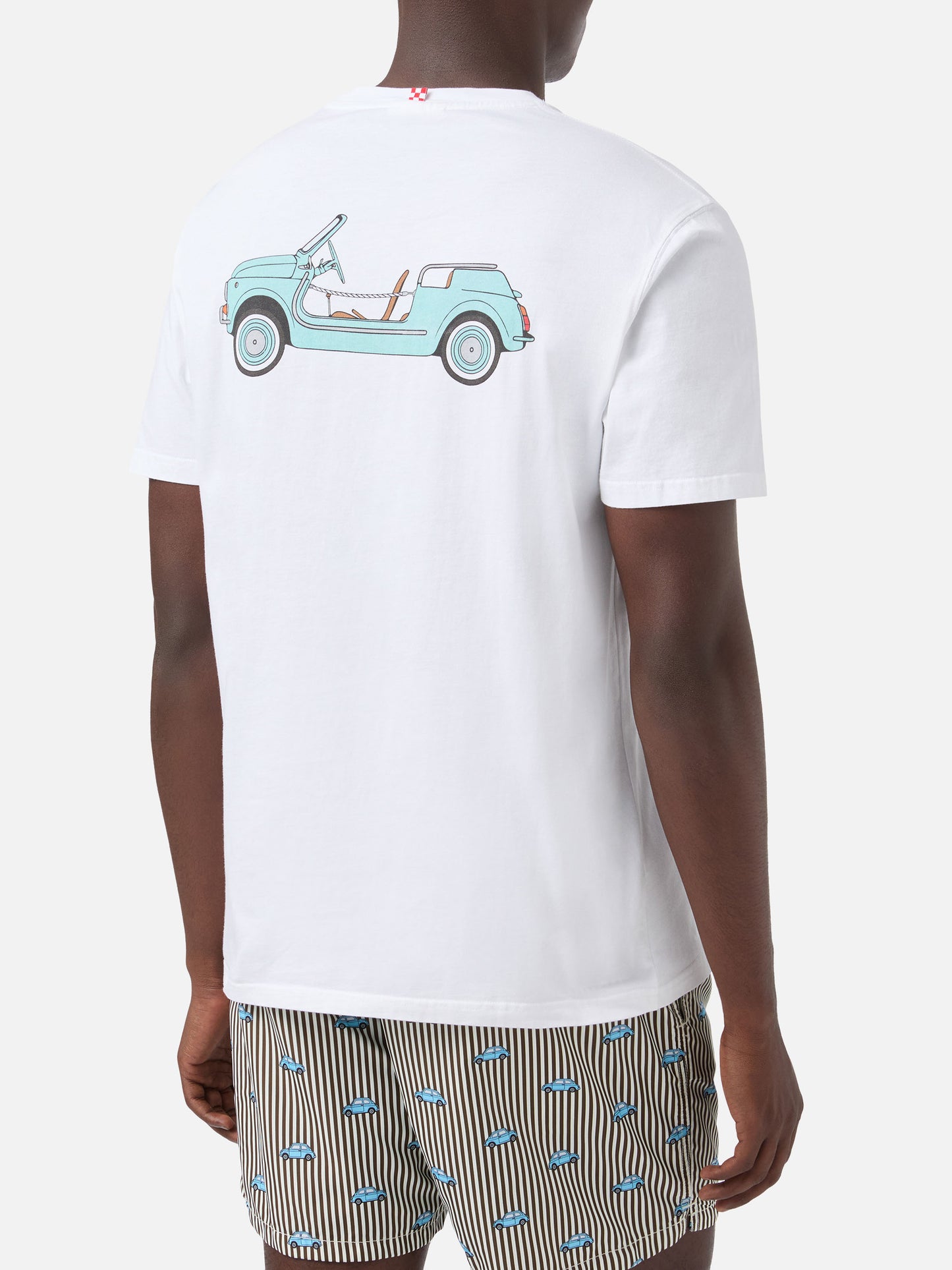 Fiat 500 Spiaggina t-shirt with front and back print in white | Special Edition