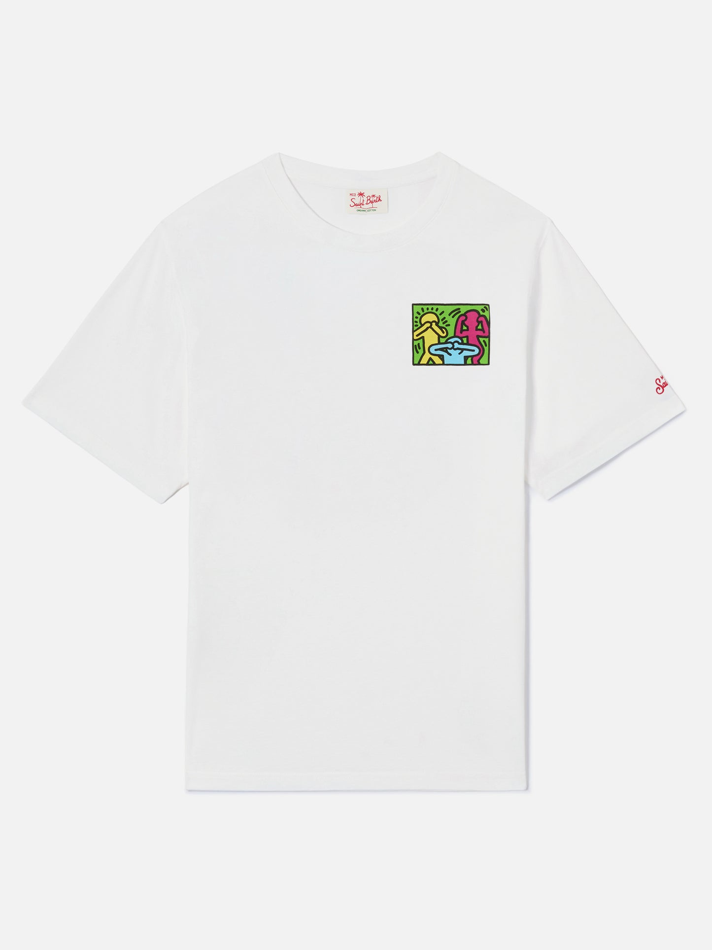 Camiseta Keith Haring People con estampado delantero y trasero en blanco | Edición Especial