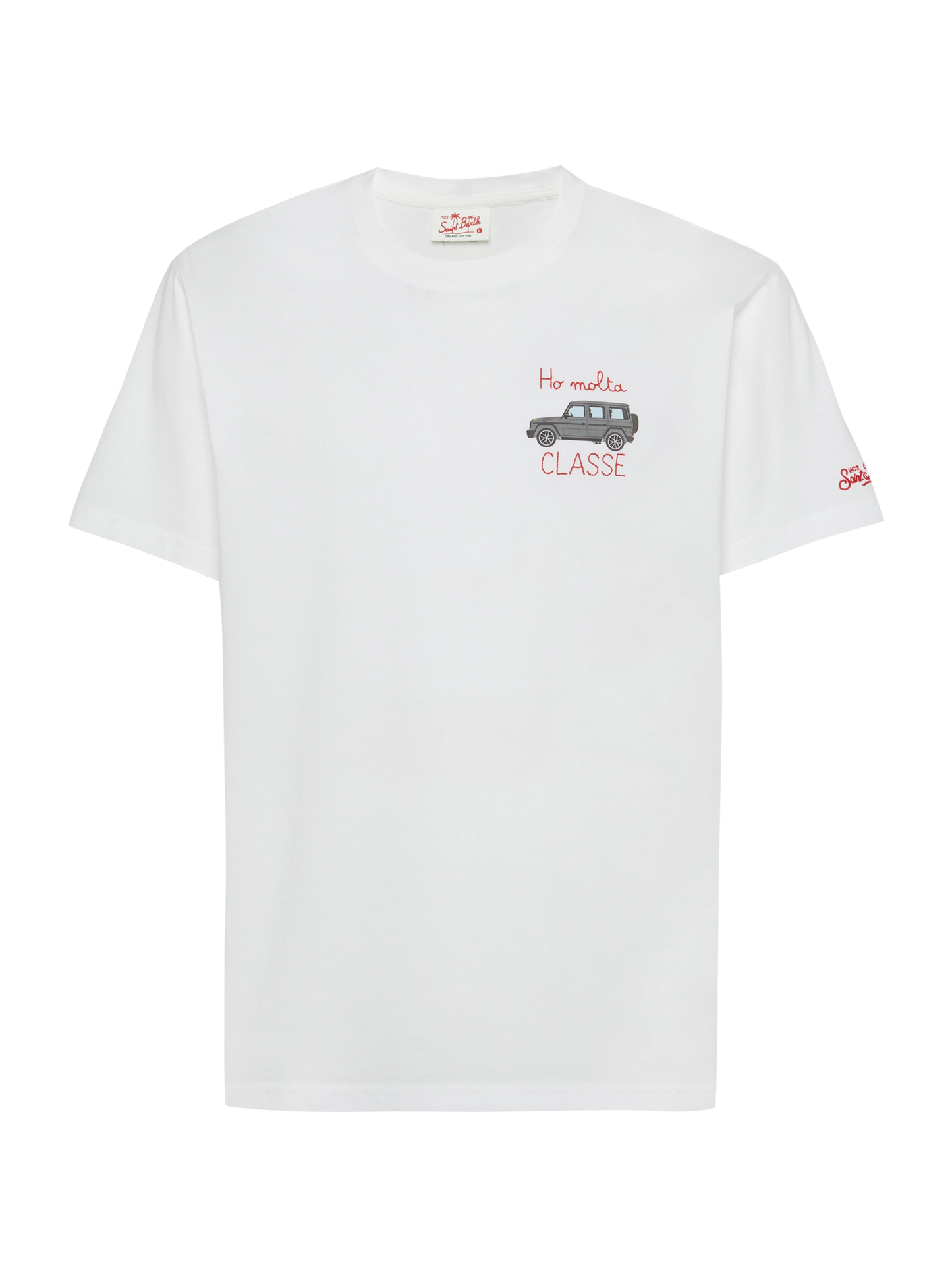 Cotton T-shirt with Ho molta classe embroidery and car print - MC2 Saint Barth