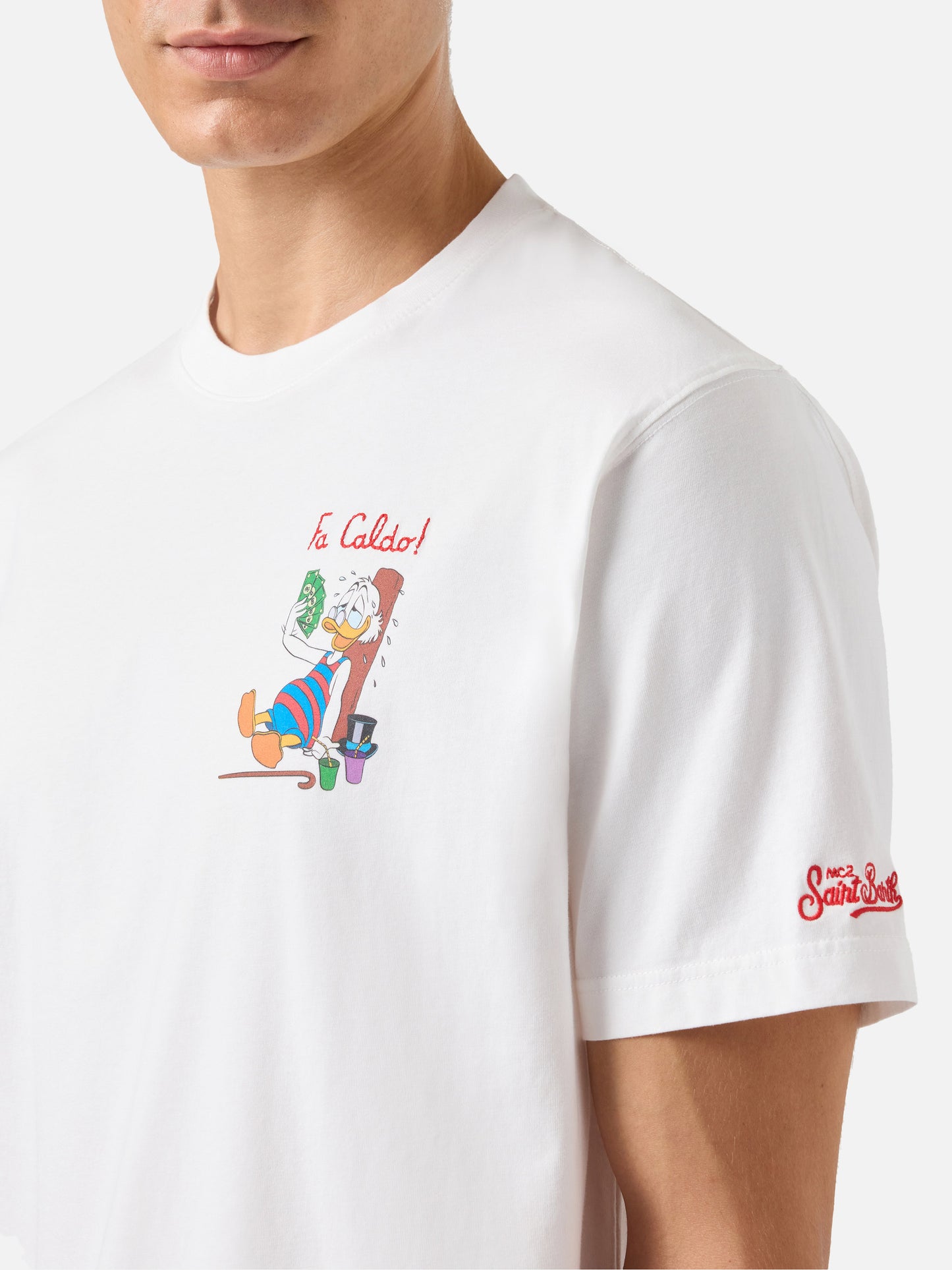 T-shirt Man in cotone con stampa zio Paperone e ricamo Fa Caldo | DISNEY® SPECIAL EDITION