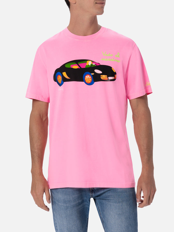 T-shirt da uomo in cotone con stampa piazzata e ricamo Lodola | MARCO LODOLA EDIZIONE SPECIALE