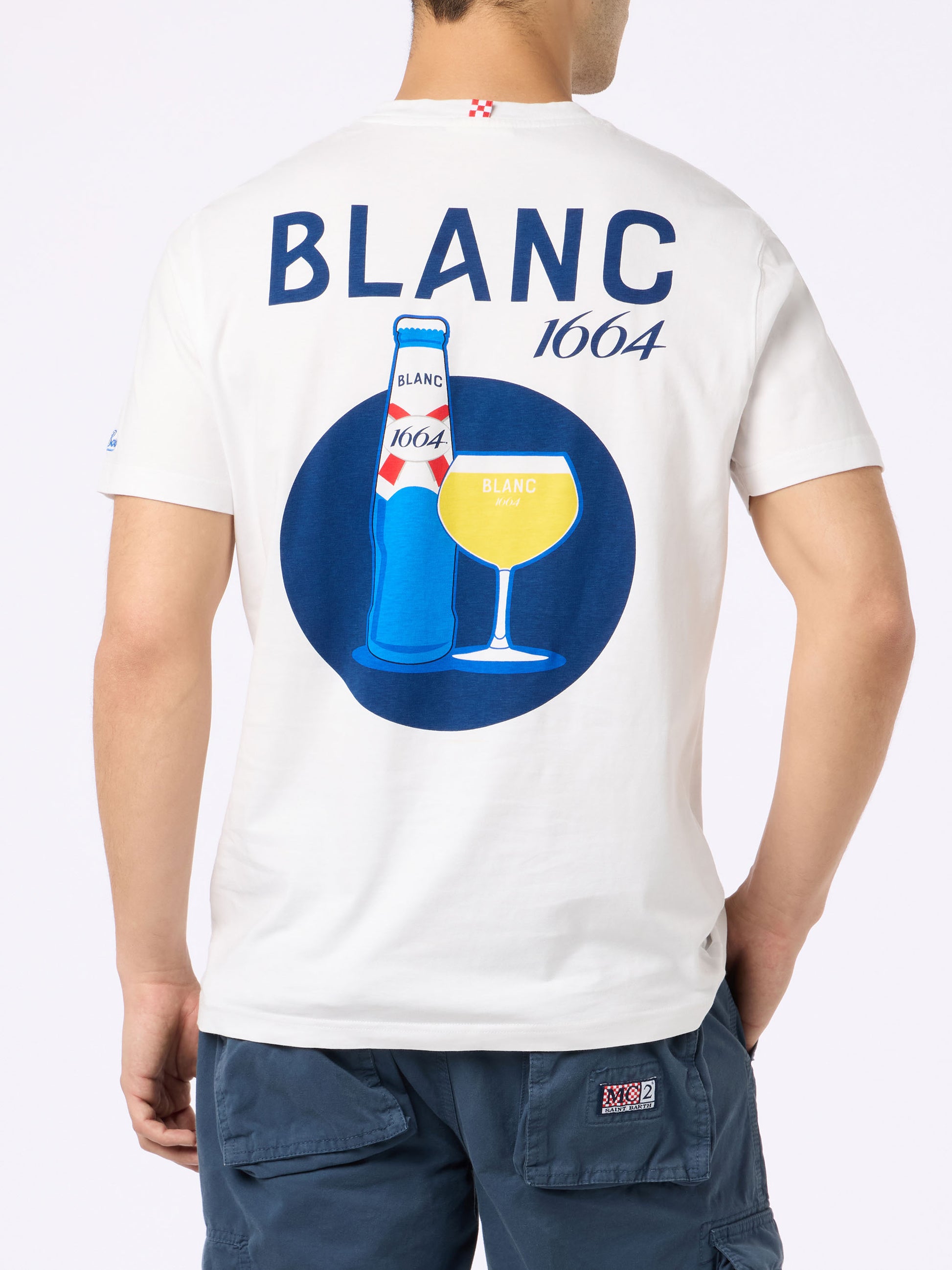 Cotton t-shirt with Blanc 1664 print and embroidery | Blanc 1664 Special Edition - MC2 Saint Barth