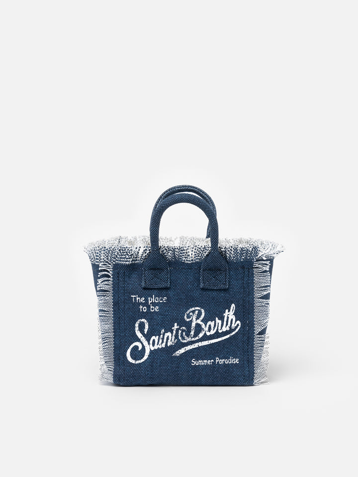 Mini-Kosmetiktasche aus Indigo-Baumwollcanvas