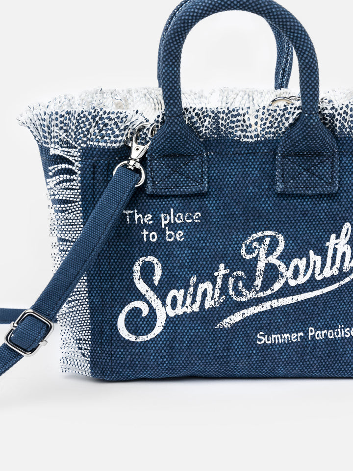 Mini-Kosmetiktasche aus Indigo-Baumwollcanvas