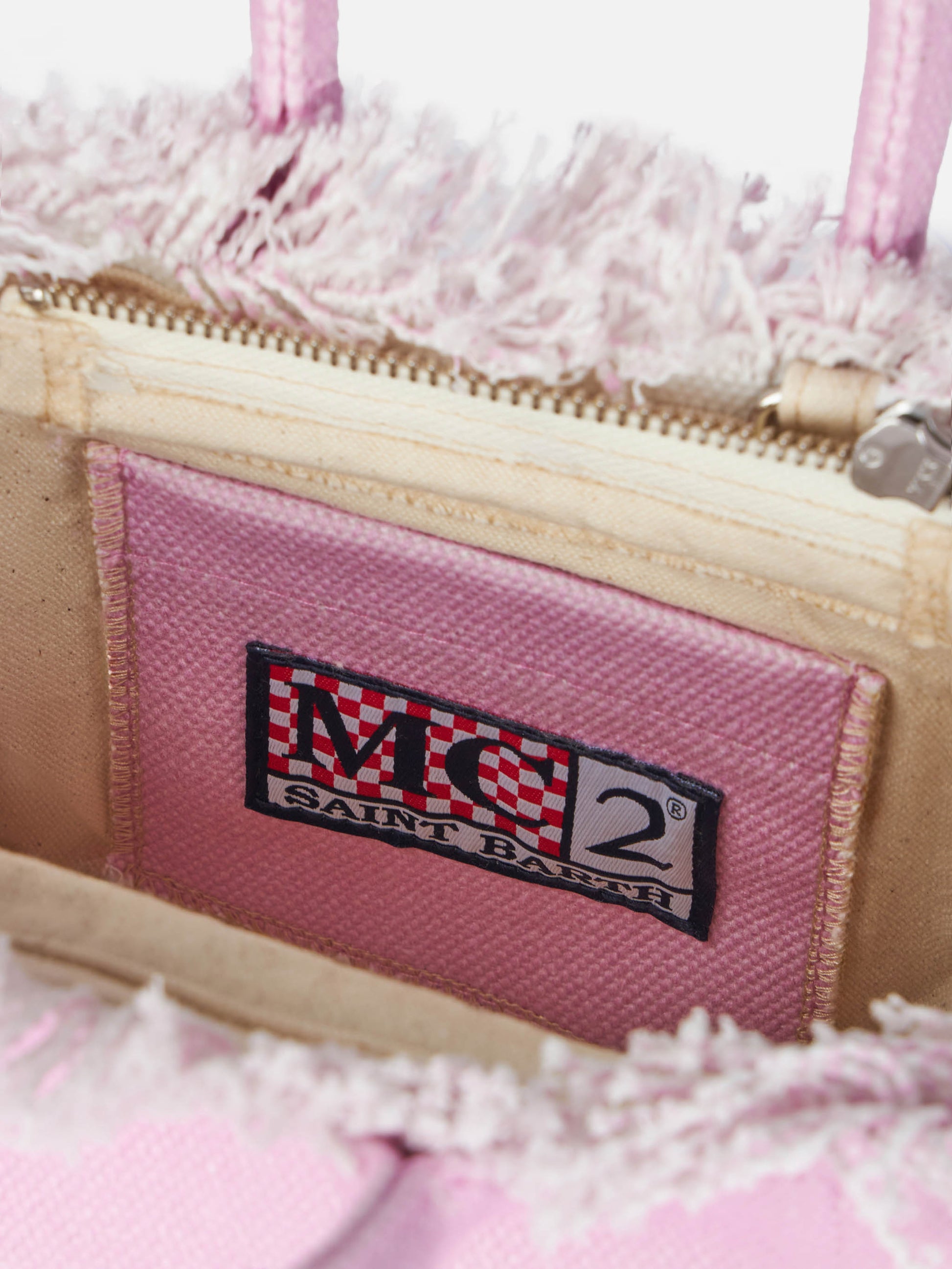 Pink cotton canvas Mini Vanity bag with rhinestone logo - MC2 Saint Barth