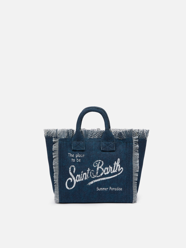 Borsa Mini Vanity in canvas di cotone indaco