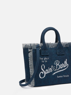 Mini-Kosmetiktasche aus Indigo-Baumwollcanvas