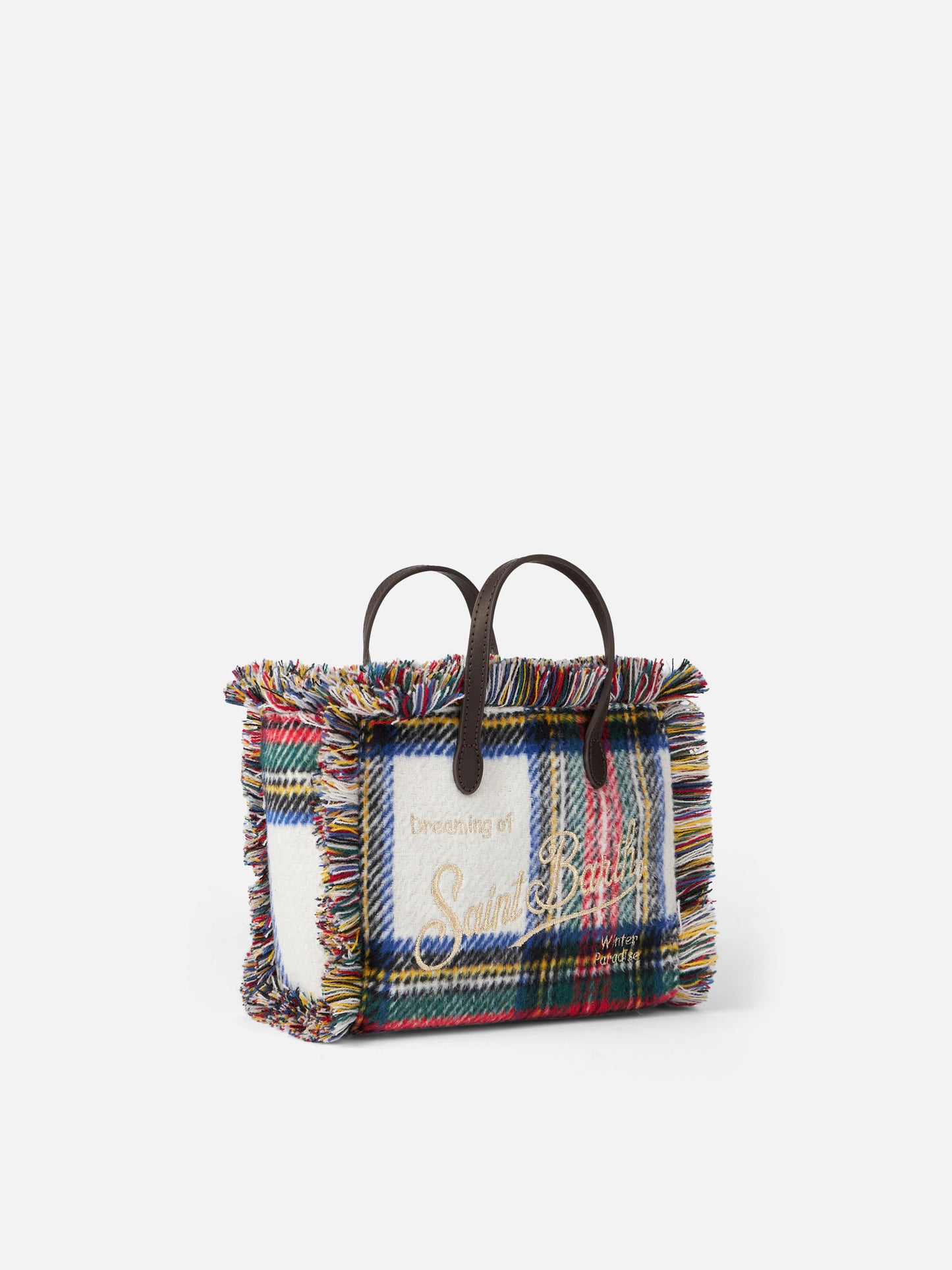 Mini Vanity wooly handbag with tartan pattern