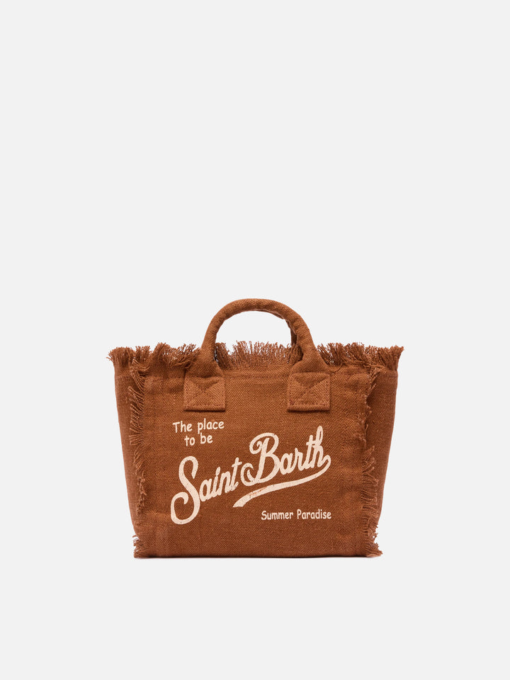 Borsa Mini Vanity in 100% LINO marrone