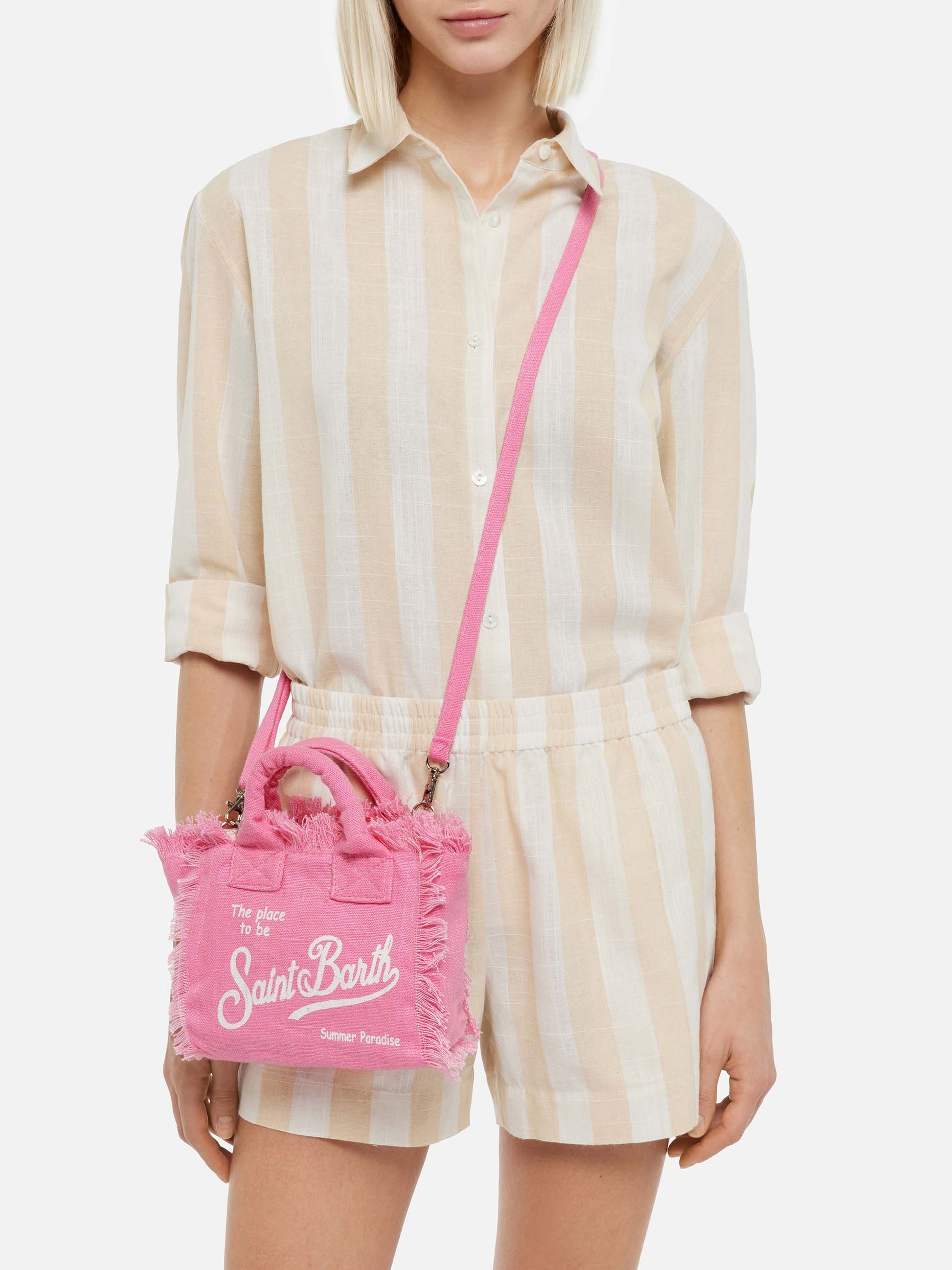 Mini Vanity pink Linen bag - MC2 Saint Barth