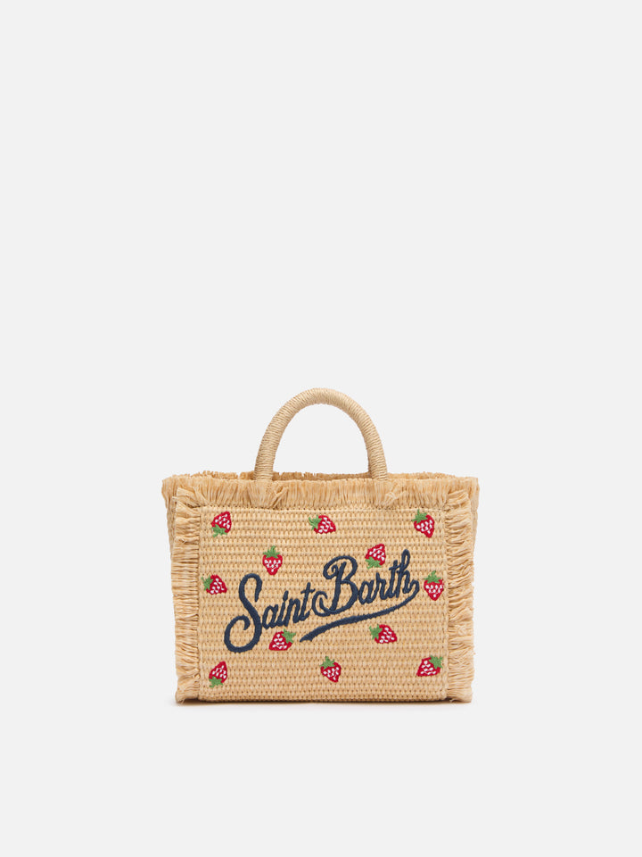 Mini Vanity Straw effect bag with strawberry patch applied - MC2 Saint Barth