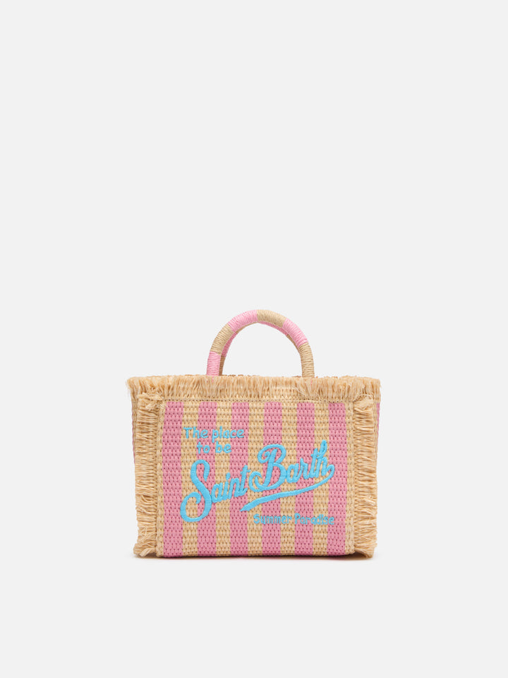 Mini Vanity Straw effect bag with striped print - MC2 Saint Barth