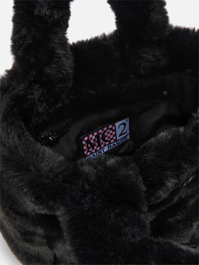 Borsa morbida a mano Vanity Mini Soft in faux fur nero