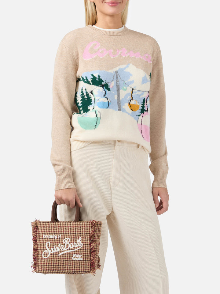 Borsa a mano Vanity Mini Wool in misto lana bordeaux