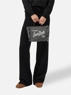 Vanity Mini Wool Handbag in herringbone wool blend