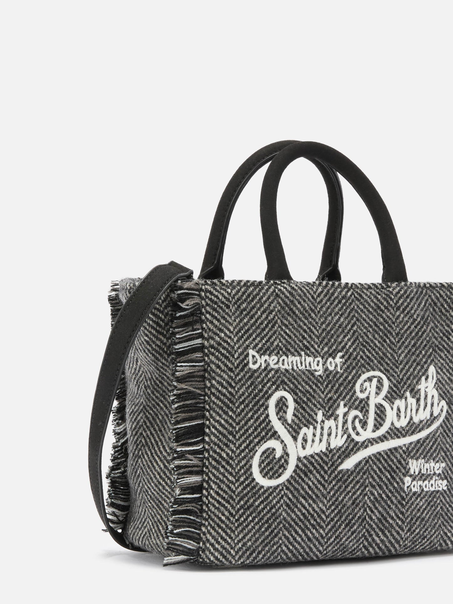 Vanity Mini Wool Handbag in herringbone wool blend