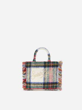 Borsa a mano Vanity Mini Wool in misto lana tartan