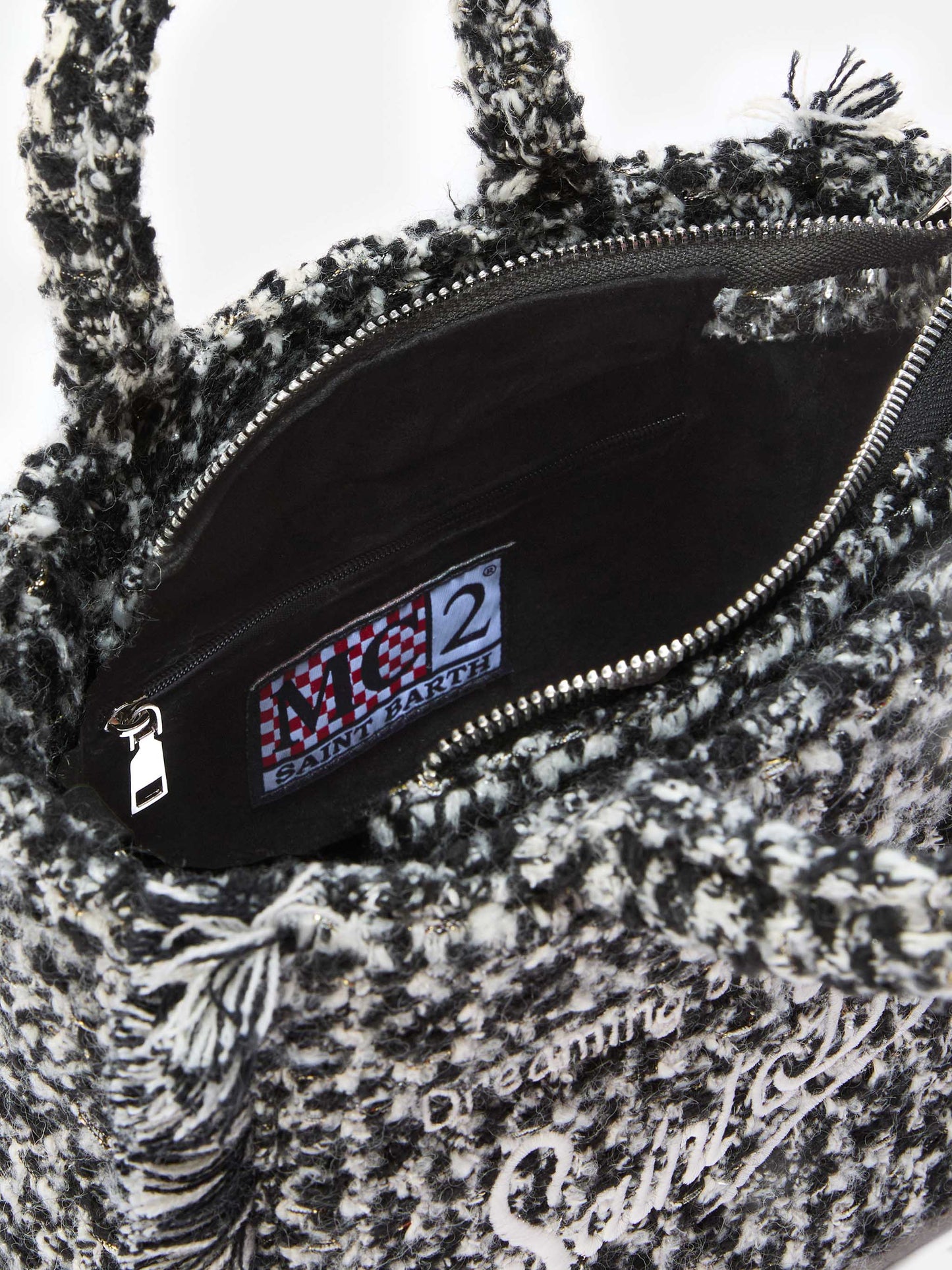 Vanity Mini Tweed Handbag in black and white