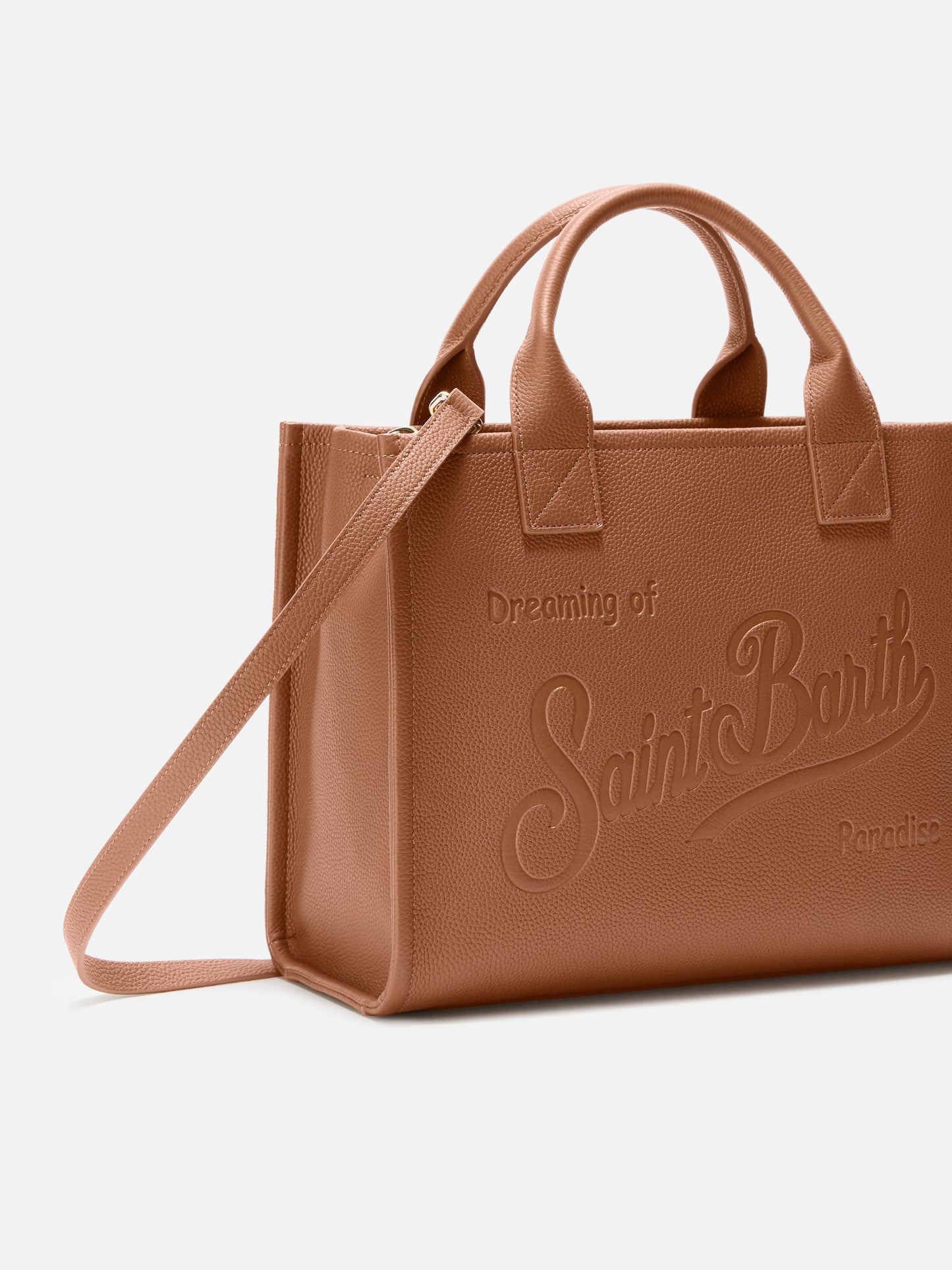 Vanity Bag Large Shoulder Bag in camel hammered leather