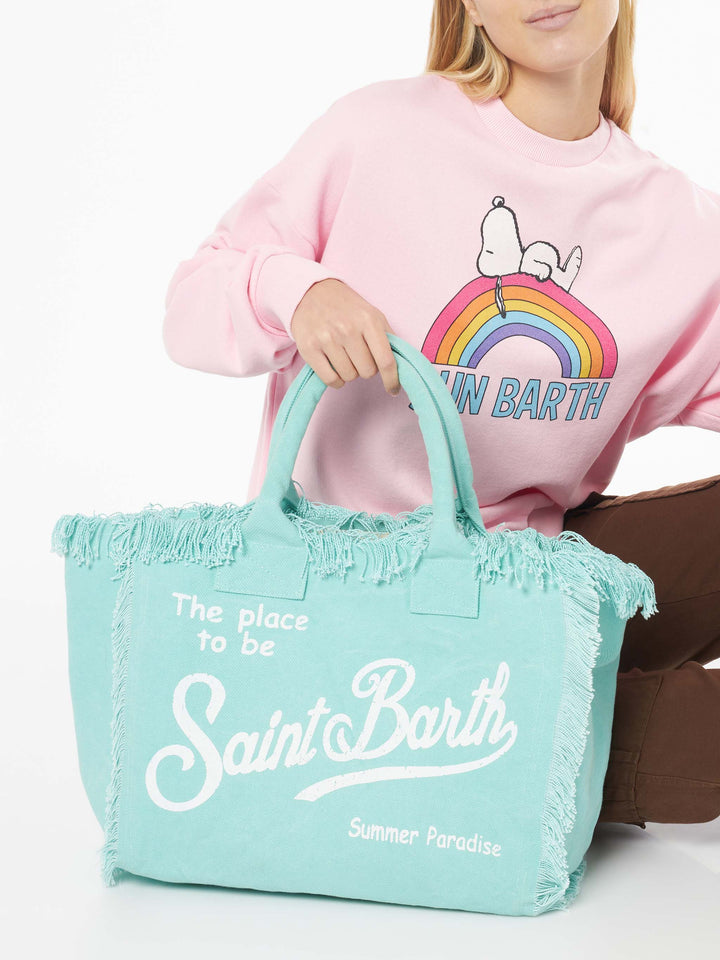Water green cotton canvas Vanity tote bag - MC2 Saint Barth