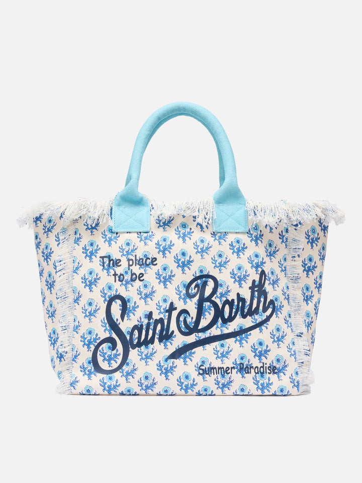 Vanity-Einkaufstasche aus Baumwollcanvas mit Blumendruck