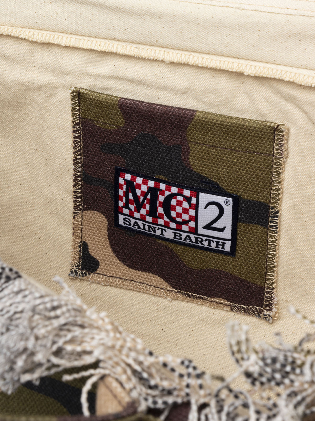 Borsa a spalla Vanity in canvas di cotone con stampa camouflage