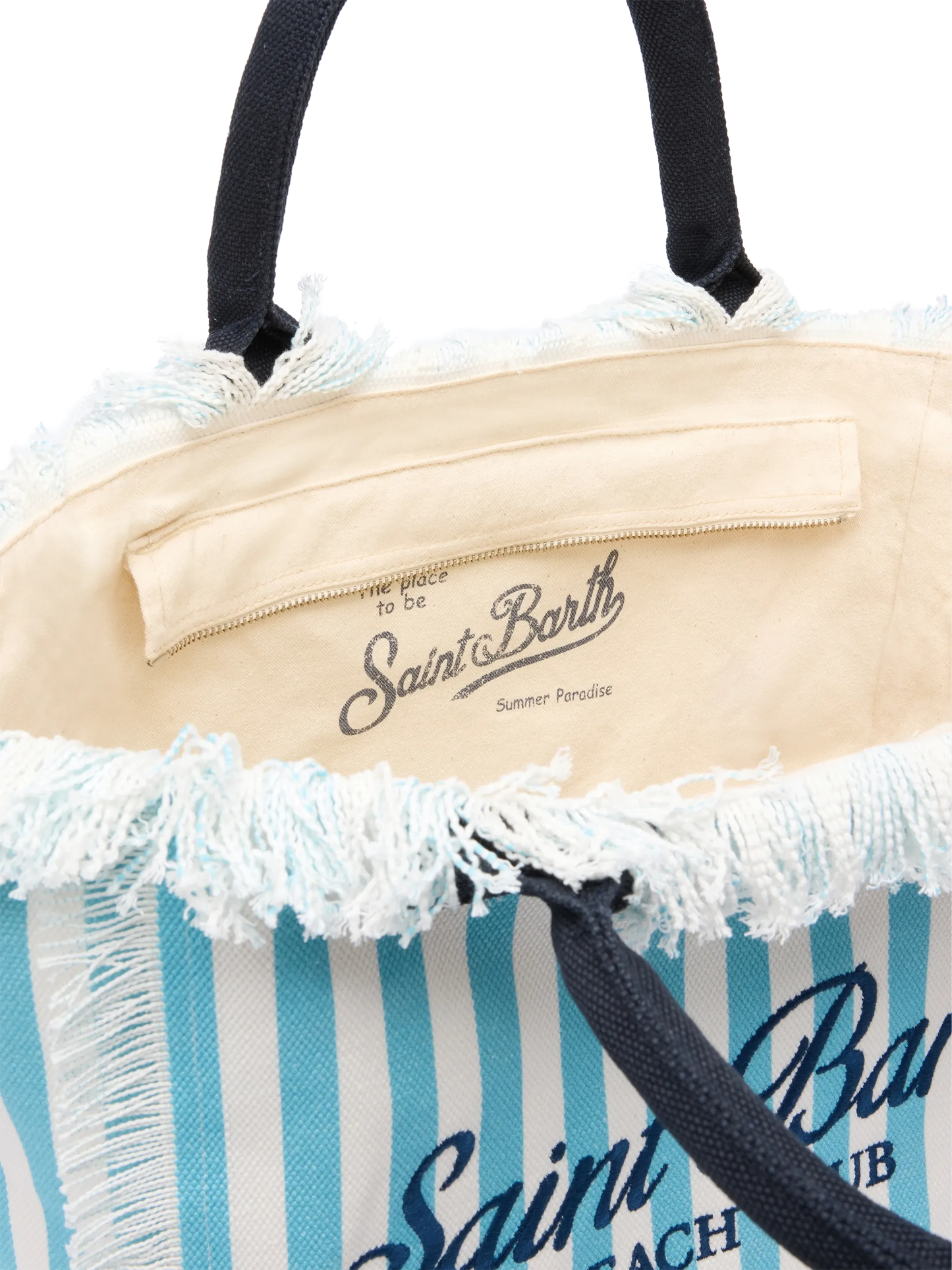 Cotton canvas Vanity tote bag with light blue striped print - MC2 Saint Barth