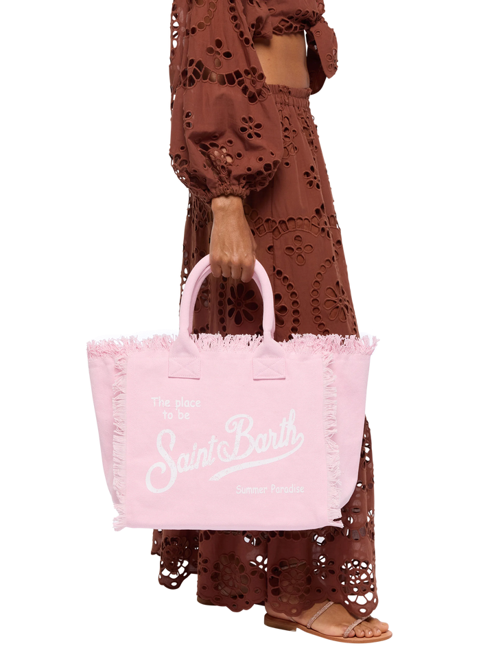 Pink cotton canvas Vanity tote bag - MC2 Saint Barth