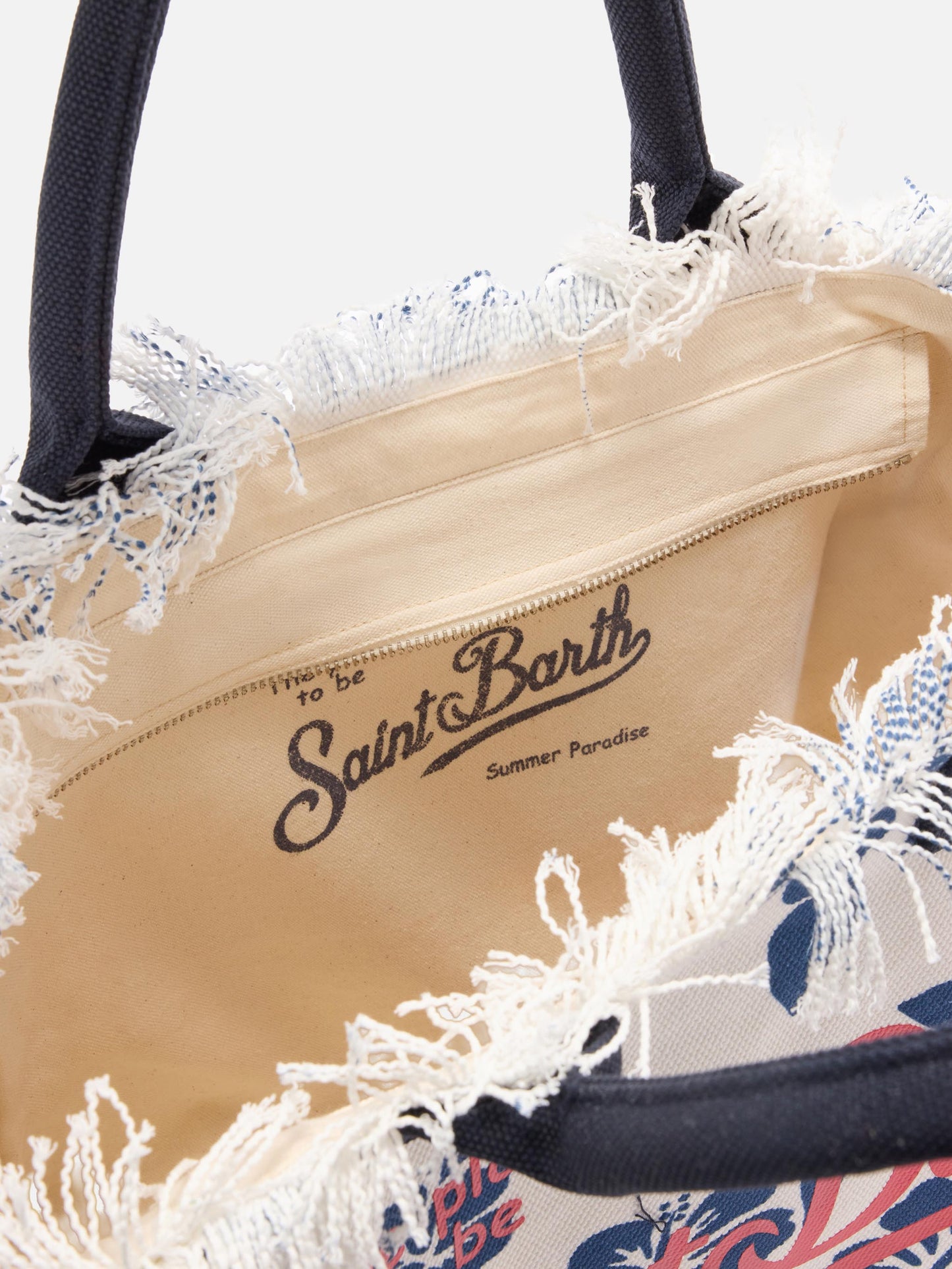 Weiße Vanity Regular Bag aus Canvas mit Hibiskus-Print