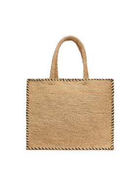 Natural beige Vanity Raffia shoulder bag with black trim - MC2 Saint Barth