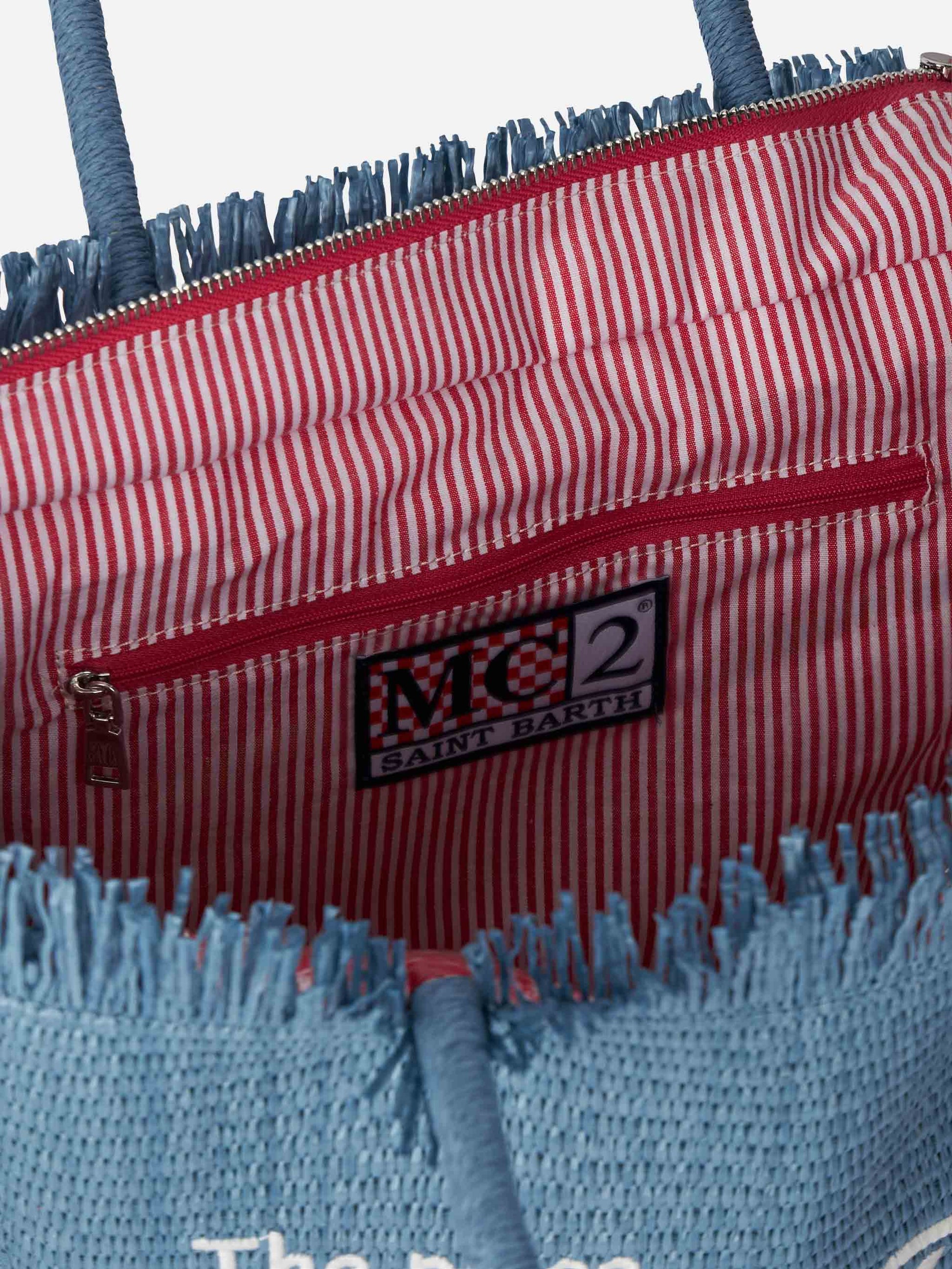 Denim blue straw effect Vanity tote bag - MC2 Saint Barth