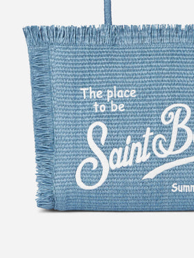 Denim blue straw effect Vanity tote bag - MC2 Saint Barth