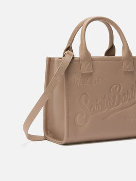 Borsa a spalla Vanity Bag Midi in pelle martellata nocciola