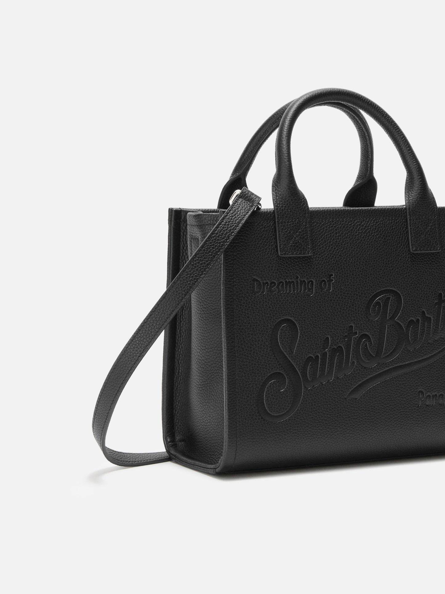 Vanity Bag Midi Shoulder Bag in black hammered leather