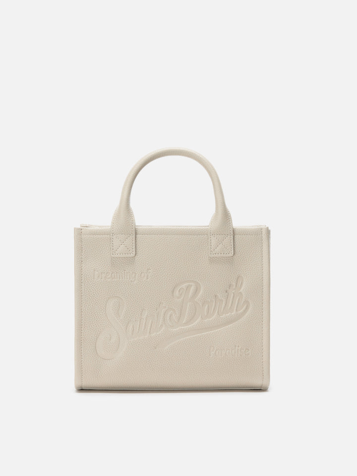 Borsa a spalla Vanity Bag Midi in pelle martellata bianca