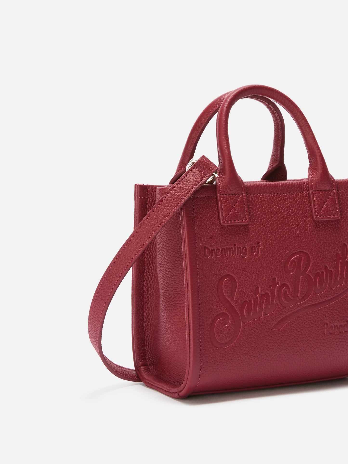 Borsa a spalla Vanity Bag Mini in pelle martellata bordeaux