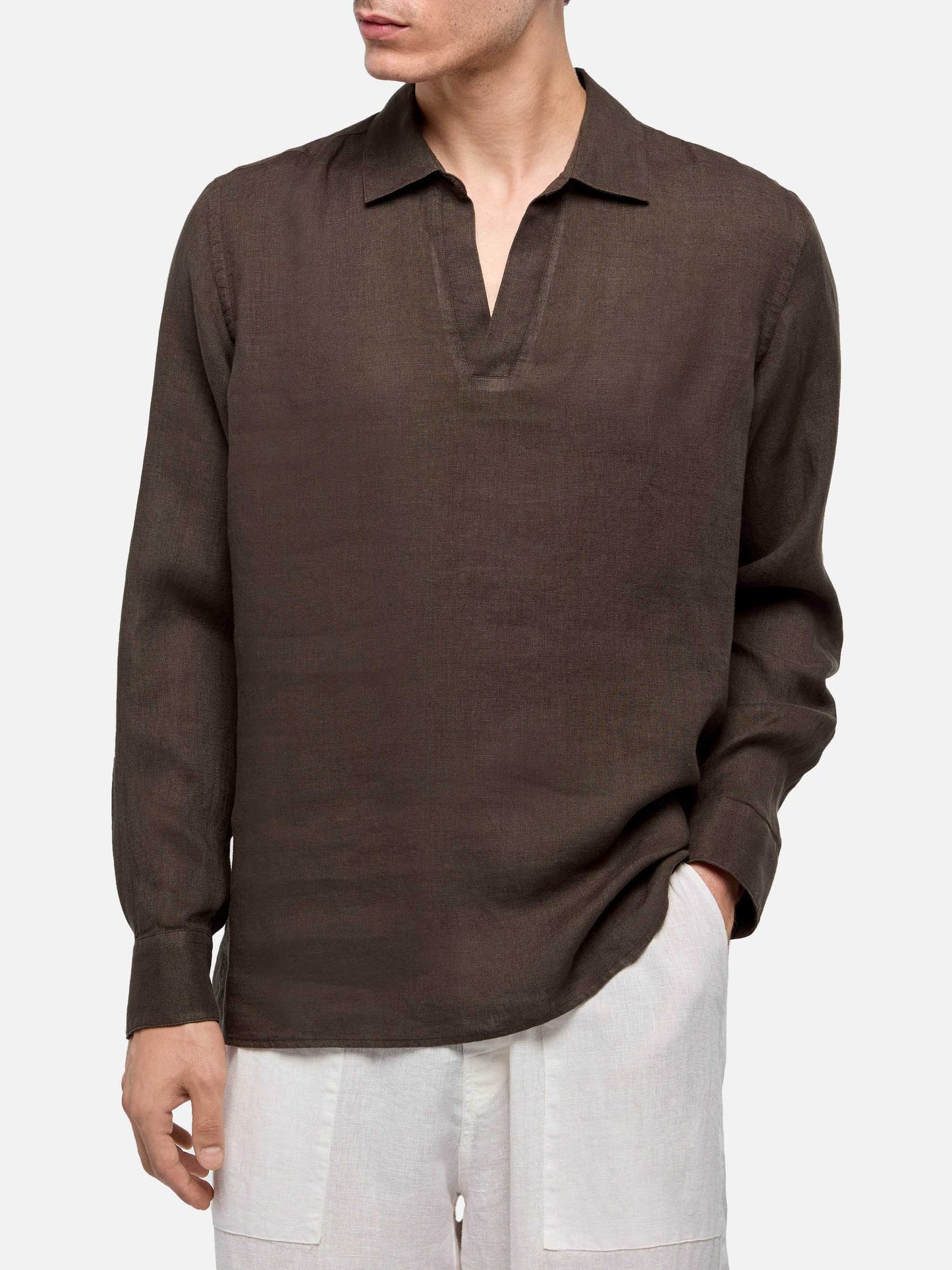 Brown linen polo shirt Ventotene - MC2 Saint Barth
