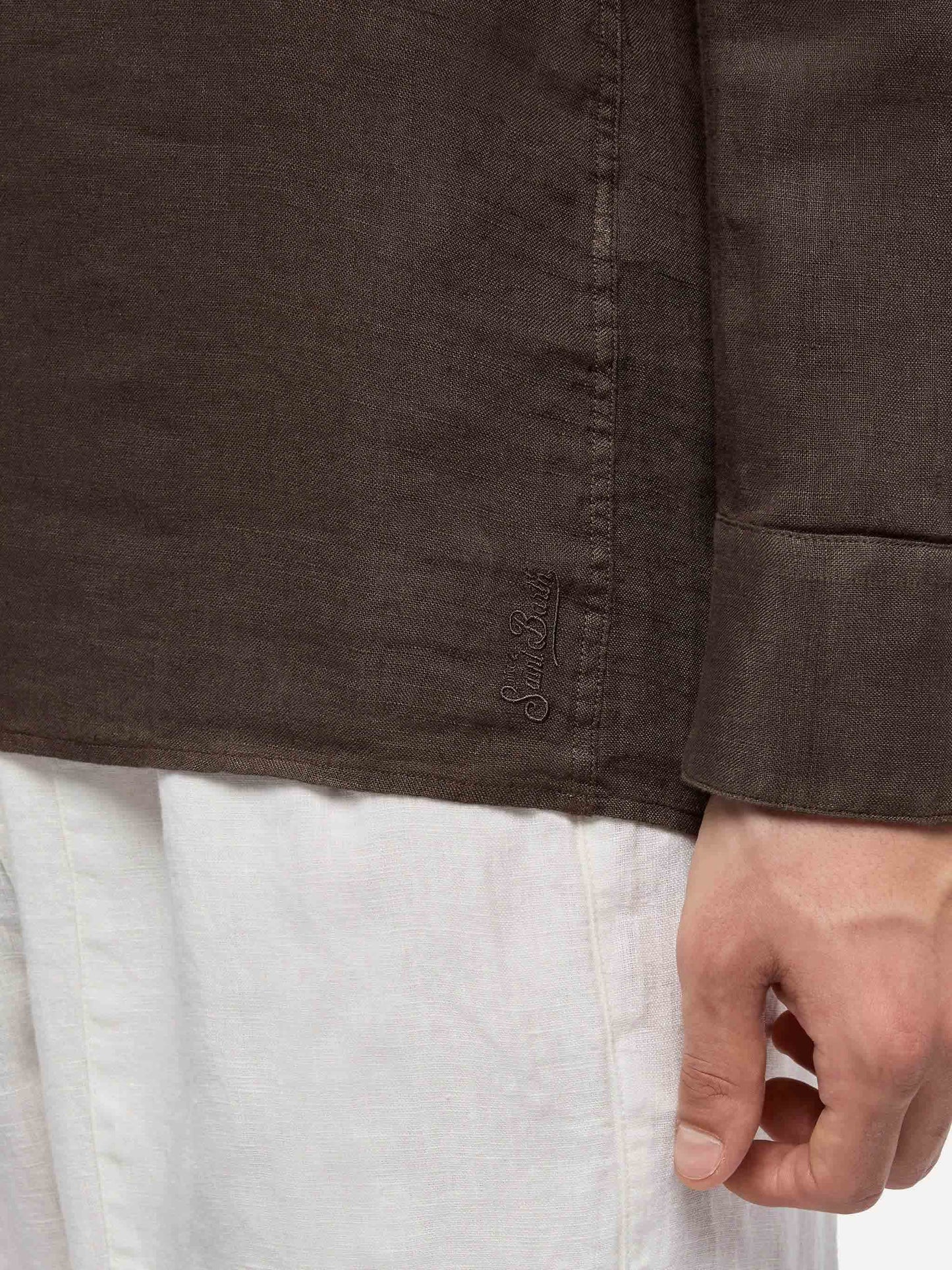 Brown linen polo shirt Ventotene - MC2 Saint Barth