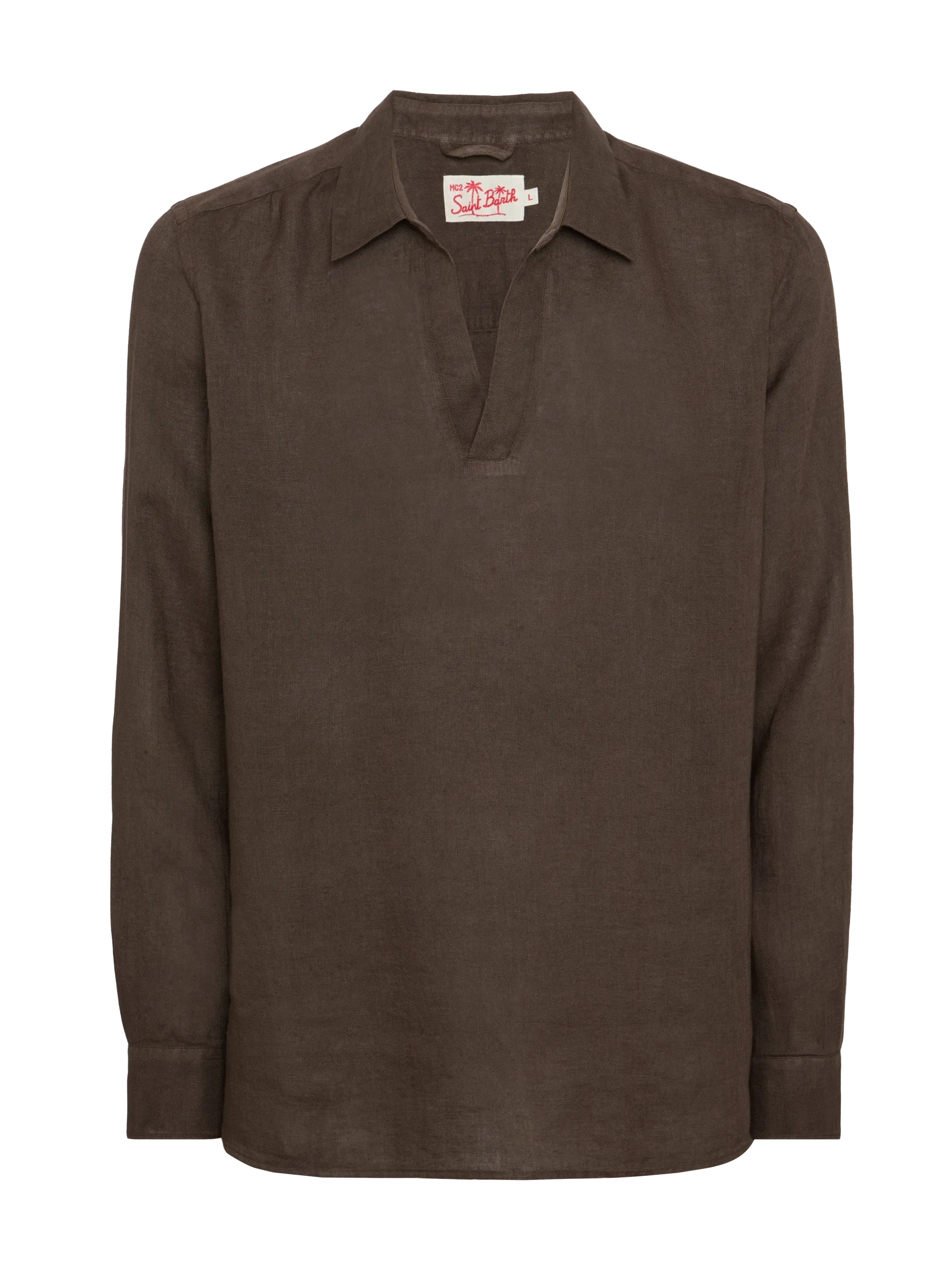 Brown linen polo shirt Ventotene - MC2 Saint Barth