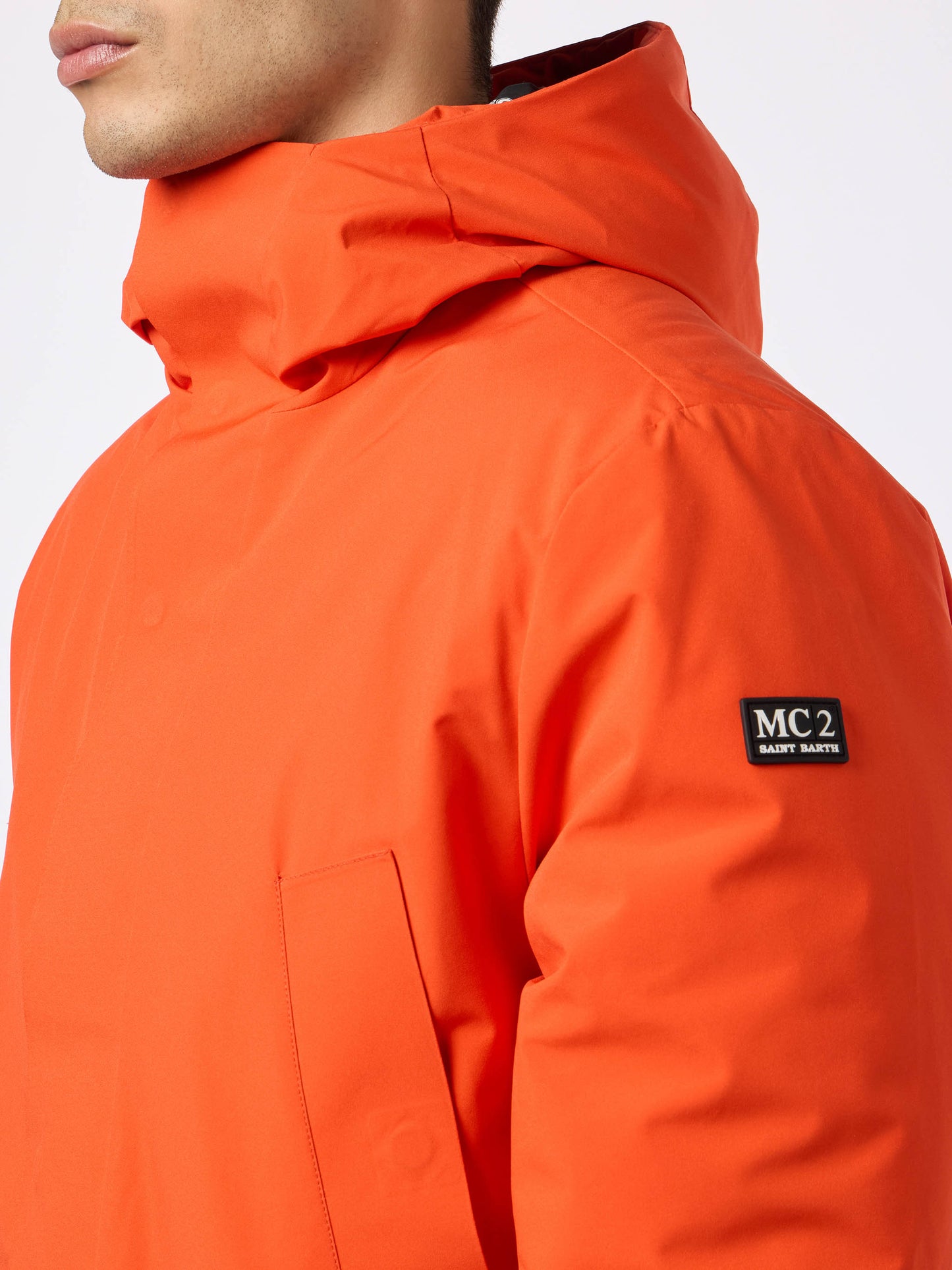 Man hooded parka jacket Voyager with bandanna lining