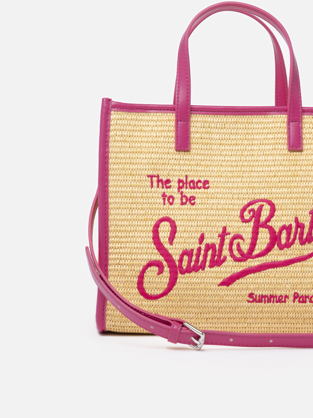 Beigefarbene Midi-Vivian-Strohhandtasche