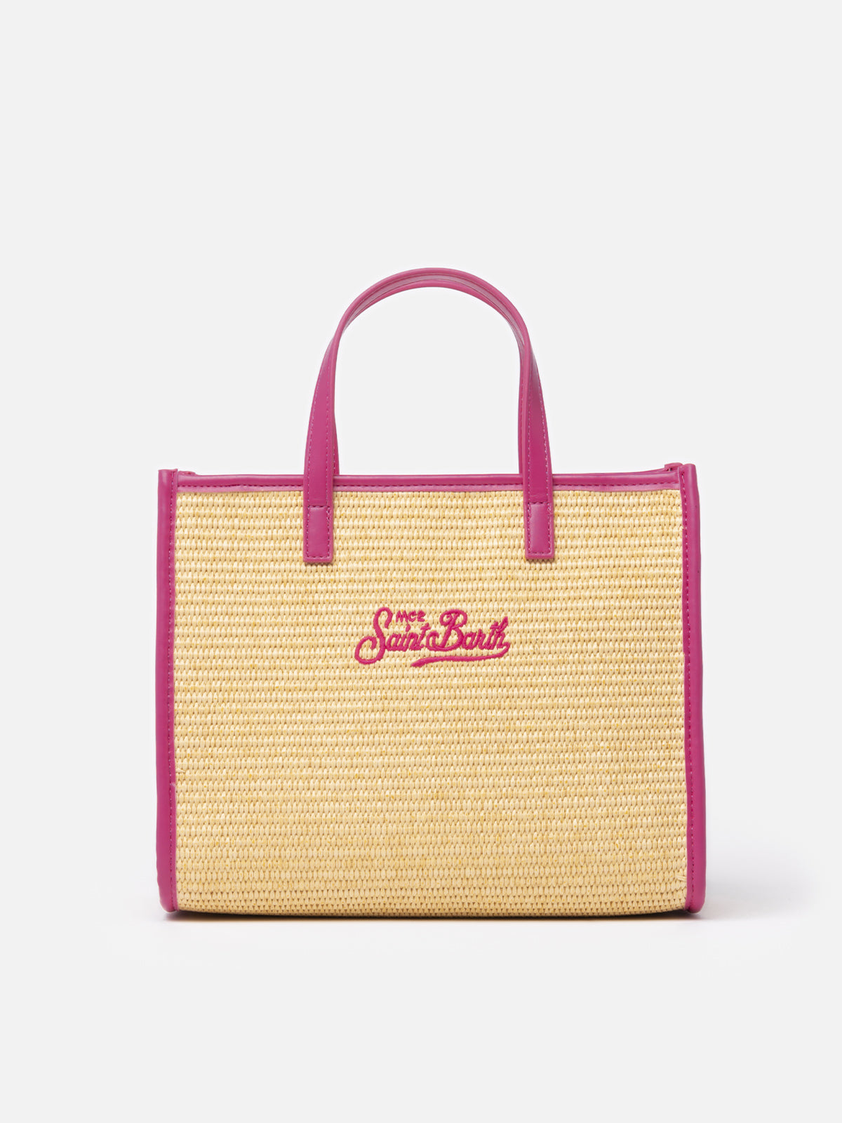 Beigefarbene Midi-Vivian-Strohhandtasche